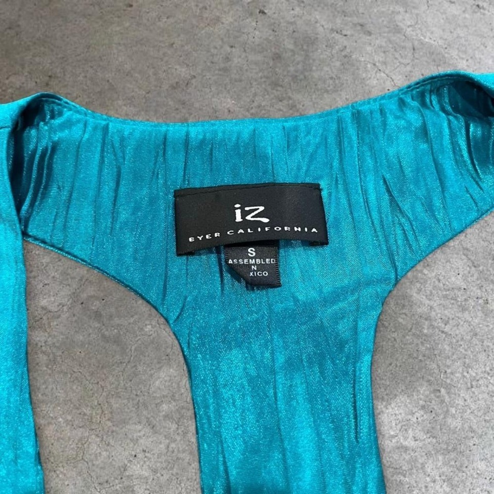 y2k turquoise dark teal satin textured tank top small - Picture 3 of 7